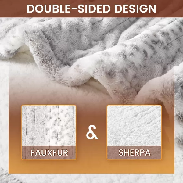 Bearhug Electric Heated Blanket Heating Blanket Throw Szie 50quot x 60quot Warm Blanket Heated Blanket Gift Reversible Faux Fur ampamp Sherpa 6 Heating Levels ampamp 4H Auto Off OverHeat Protect ETL CertificationSnow Leopard