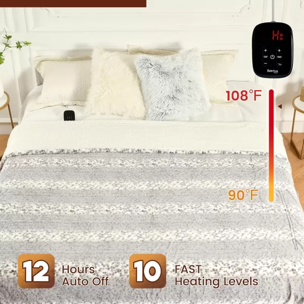 Bearhug Electric Heated Blanket Heating Blanket Throw Szie 50quot x 60quot Warm Blanket Heated Blanket Gift Reversible Faux Fur ampamp Sherpa 6 Heating Levels ampamp 4H Auto Off OverHeat Protect ETL CertificationSnow Leopard