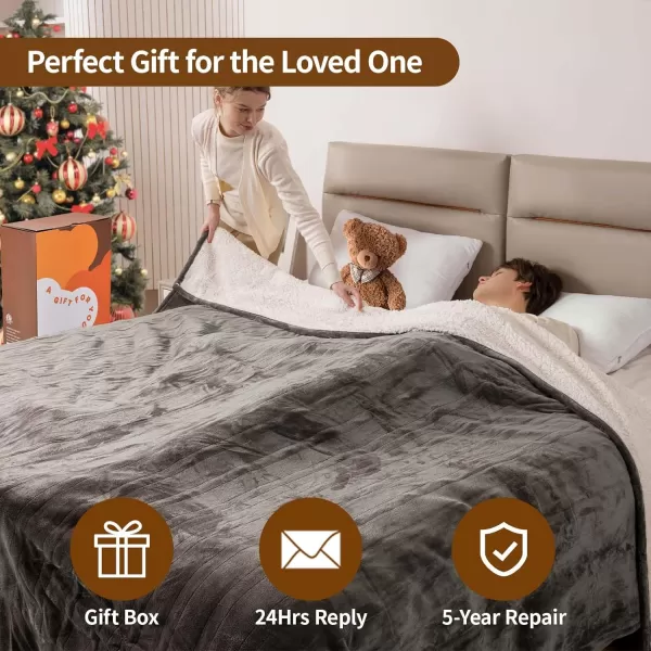 Bearhug Electric Heated Blanket Heating Blanket Throw Szie 50quot x 60quot Warm Blanket Heated Blanket Gift Reversible Faux Fur ampamp Sherpa 6 Heating Levels ampamp 4H Auto Off OverHeat Protect ETL CertificationTaupe