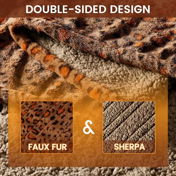 Bearhug Electric Heated Blanket Heating Blanket Throw Szie 50quot x 60quot Warm Blanket Heated Blanket Gift Reversible Faux Fur ampamp Sherpa 6 Heating Levels ampamp 4H Auto Off OverHeat Protect ETL CertificationBrown Leopard