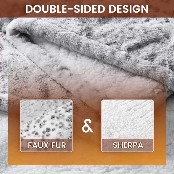 Bearhug Electric Heated Blanket Heating Blanket Throw Szie 50quot x 60quot Warm Blanket Heated Blanket Gift Reversible Faux Fur ampamp Sherpa 6 Heating Levels ampamp 4H Auto Off OverHeat Protect ETL CertificationSnow Leopard