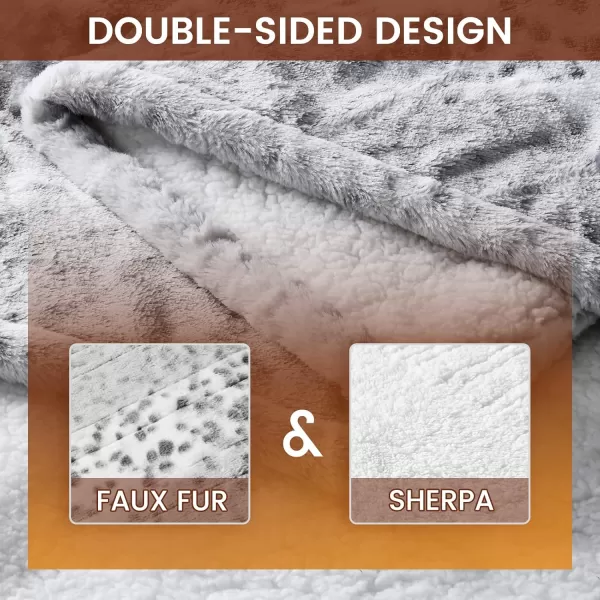 Bearhug Electric Heated Blanket Heating Blanket Throw Szie 50quot x 60quot Warm Blanket Heated Blanket Gift Reversible Faux Fur ampamp Sherpa 6 Heating Levels ampamp 4H Auto Off OverHeat Protect ETL CertificationSnow Leopard