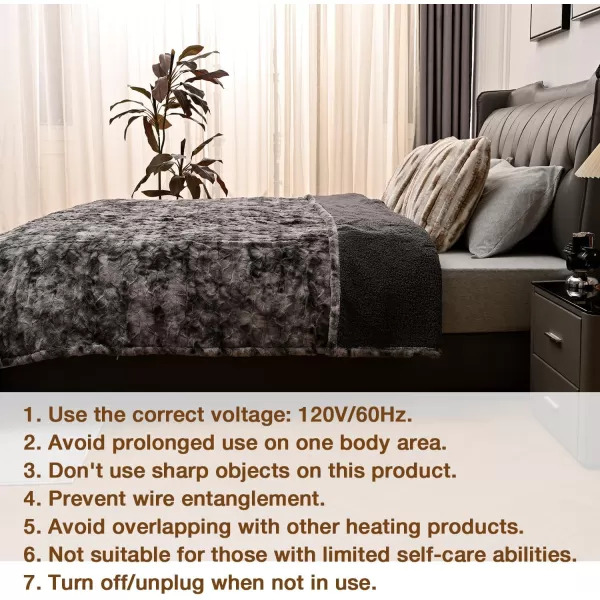 Bearhug Electric Heated Blanket Heating Blanket Throw Szie 50quot x 60quot Warm Blanket Heated Blanket Gift Reversible Faux Fur ampamp Sherpa 6 Heating Levels ampamp 4H Auto Off OverHeat Protect ETL CertificationBrown Leopard
