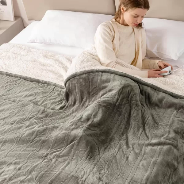 Bearhug Electric Heated Blanket Heating Blanket Throw Szie 50quot x 60quot Warm Blanket Heated Blanket Gift Reversible Faux Fur ampamp Sherpa 6 Heating Levels ampamp 4H Auto Off OverHeat Protect ETL CertificationTaupe