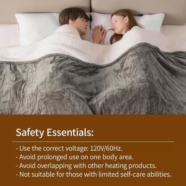 Bearhug Electric Heated Blanket Heating Blanket Throw Szie 50quot x 60quot Warm Blanket Heated Blanket Gift Reversible Faux Fur ampamp Sherpa 6 Heating Levels ampamp 4H Auto Off OverHeat Protect ETL CertificationTaupe