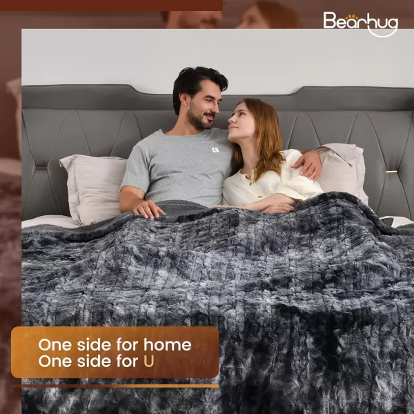 Bearhug Electric Heated Blanket Heating Blanket Throw Szie 50quot x 60quot Warm Blanket Heated Blanket Gift Reversible Faux Fur ampamp Sherpa 6 Heating Levels ampamp 4H Auto Off OverHeat Protect ETL CertificationMarble Black