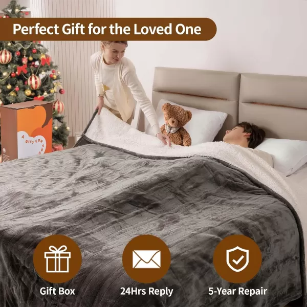 Bearhug Electric Heated Blanket Heating Blanket Throw Szie 50quot x 60quot Warm Blanket Heated Blanket Gift Reversible Faux Fur ampamp Sherpa 6 Heating Levels ampamp 4H Auto Off OverHeat Protect ETL CertificationTaupe