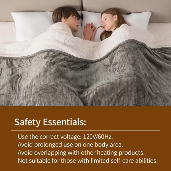 Bearhug Electric Heated Blanket Heating Blanket Throw Szie 50quot x 60quot Warm Blanket Heated Blanket Gift Reversible Faux Fur ampamp Sherpa 6 Heating Levels ampamp 4H Auto Off OverHeat Protect ETL CertificationTaupe
