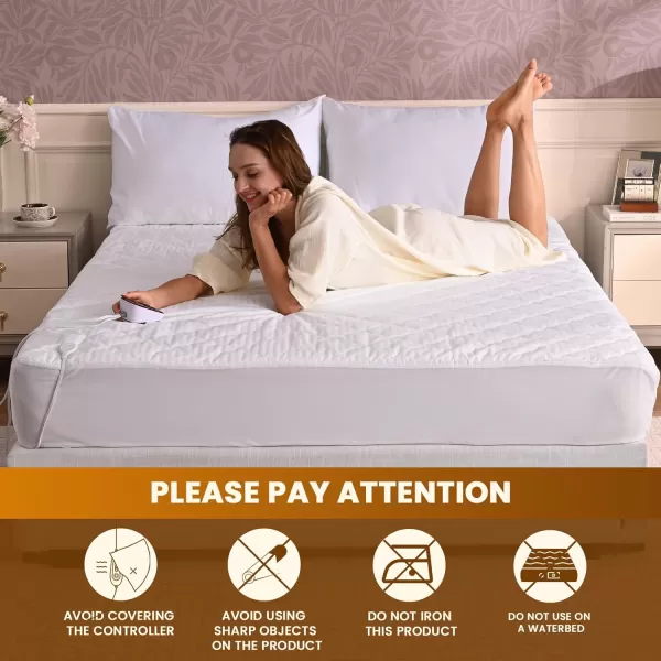 Bearhug Electric Heated Mattress Pads King Size Dual Controllers 7880 Waterproof Bed Warmer 21 Deep Pocket 10 Heat Settings 12Hour Timer Machine Washable WhiteWhite Waterproof Fabric