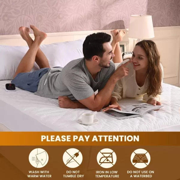 Bearhug Electric Heated Mattress Pads King Size Dual Controllers 7880 Waterproof Bed Warmer 21 Deep Pocket 10 Heat Settings 12Hour Timer Machine Washable WhiteWhite Waterproof Fabric