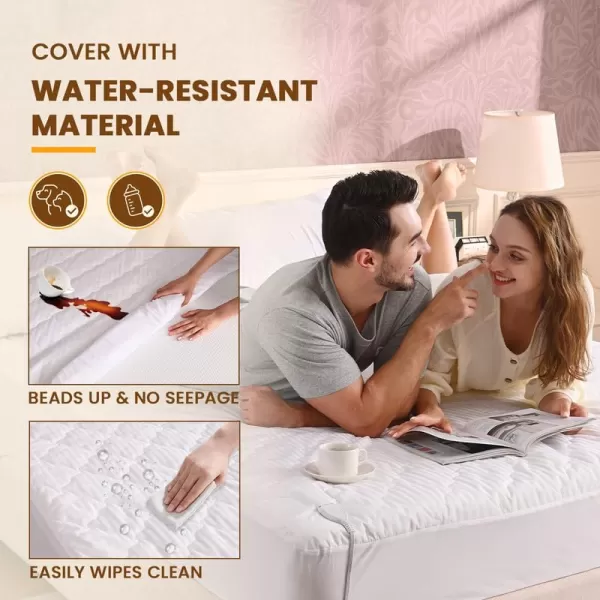 Bearhug Electric Heated Mattress Pads King Size Dual Controllers 7880 Waterproof Bed Warmer 21 Deep Pocket 10 Heat Settings 12Hour Timer Machine Washable WhiteWhite Waterproof Fabric