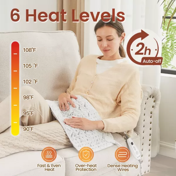 Bearhug Electric Heating Pad Large Heat Pad XXL Size DoubleSided Faux Fur Heated Pad 6 Temp Settings and 2H AutoOff EnlargedampampExtended 1733 to Cover The Full Back EUampampETL CertifiedDreamy Milky Way