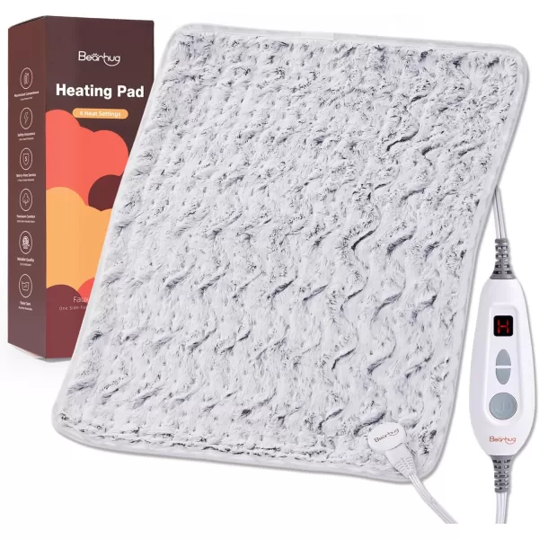 Bearhug Electric Heating Pad Large Heat Pad XXL Size DoubleSided Faux Fur Heated Pad 6 Temp Settings and 2H AutoOff EnlargedampampExtended 1733 to Cover The Full Back EUampampETL CertifiedDreamy Milky Way