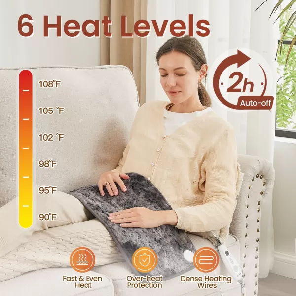 Bearhug Electric Heating Pad Large Heat Pad XXL Size DoubleSided Faux Fur Heated Pad 6 Temp Settings and 2H AutoOff EnlargedampampExtended 1733 to Cover The Full Back EUampampETL CertifiedMarble Black