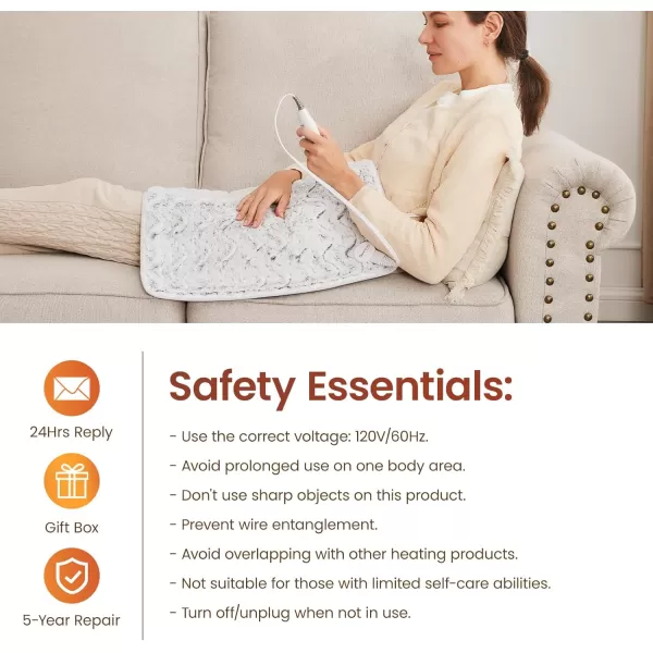 Bearhug Electric Heating Pad Large Heat Pad XXL Size DoubleSided Faux Fur Heated Pad 6 Temp Settings and 2H AutoOff EnlargedampampExtended 1733 to Cover The Full Back EUampampETL CertifiedDreamy Milky Way