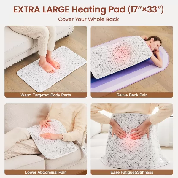 Bearhug Electric Heating Pad Large Heat Pad XXL Size DoubleSided Faux Fur Heated Pad 6 Temp Settings and 2H AutoOff EnlargedampampExtended 1733 to Cover The Full Back EUampampETL CertifiedDreamy Milky Way