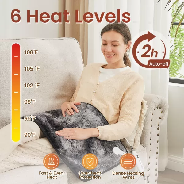 Bearhug Electric Heating Pad Large Heat Pad XXL Size DoubleSided Faux Fur Heated Pad 6 Temp Settings and 2H AutoOff EnlargedampampExtended 1733 to Cover The Full Back EUampampETL CertifiedMarble Black