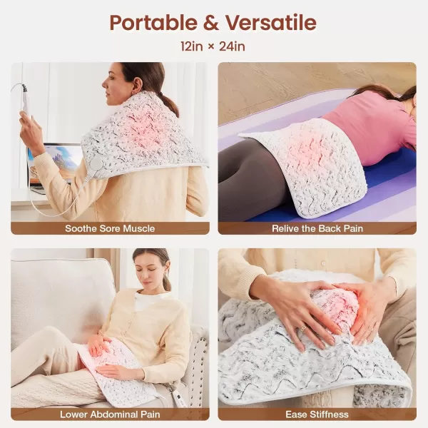 Bearhug Electric Heating Pad Large Heat Pad XXL Size DoubleSided Faux Fur Heated Pad 6 Temp Settings and 2H AutoOff EnlargedampampExtended 1733 to Cover The Full Back EUampampETL CertifiedDreamy Milky Way