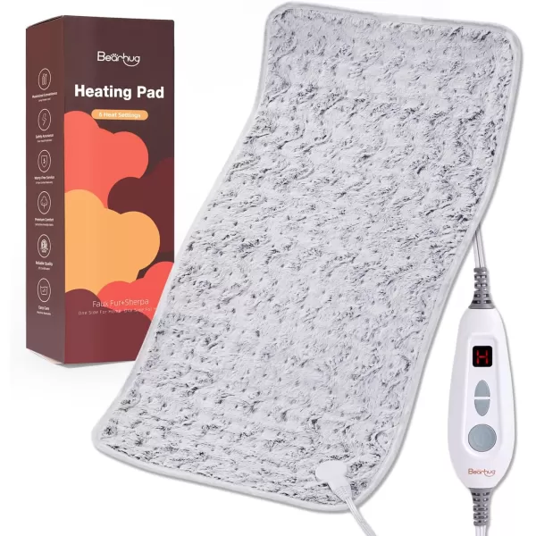 Bearhug Electric Heating Pad Large Heat Pad XXL Size DoubleSided Faux Fur Heated Pad 6 Temp Settings and 2H AutoOff EnlargedampampExtended 1733 to Cover The Full Back EUampampETL CertifiedDreamy Milky Way