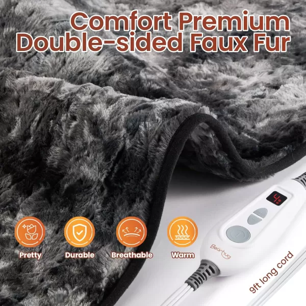 Bearhug Electric Heating Pad Large Heat Pad XXL Size DoubleSided Faux Fur Heated Pad 6 Temp Settings and 2H AutoOff EnlargedampampExtended 1733 to Cover The Full Back EUampampETL CertifiedMarble Black