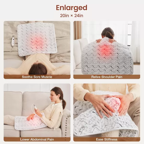 Bearhug Electric Heating Pad Large Heat Pad XXL Size DoubleSided Faux Fur Heated Pad 6 Temp Settings and 2H AutoOff EnlargedampampExtended 1733 to Cover The Full Back EUampampETL CertifiedDreamy Milky Way