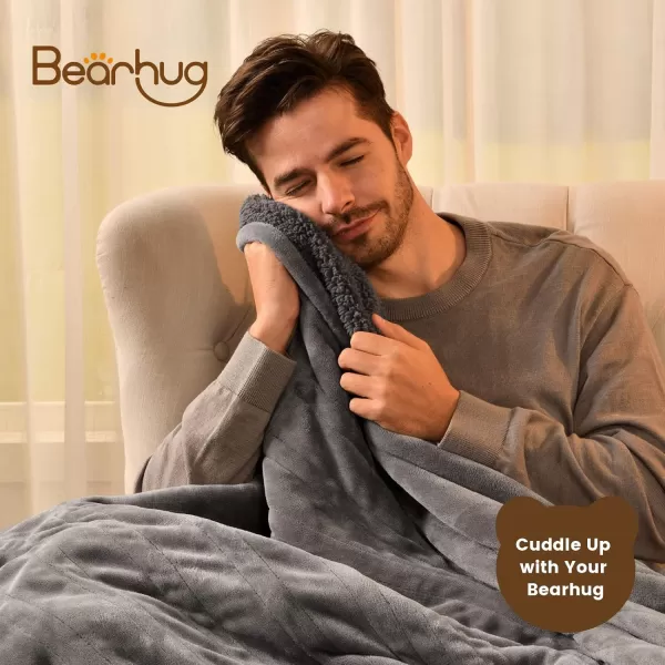 Bearhug Electric Throw Blanket 50quot x 60quot Reversible Velvet ampamp Sherpa Heated Throw 6 Heating Levels ampamp 4H Auto Off OverHeat Protect ETL Certification Machine WashableGrayvelvet  Sherpa