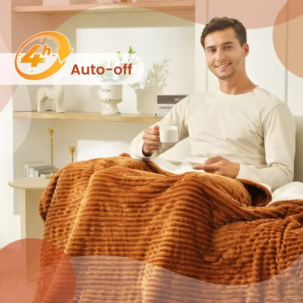 Bearhug Electric Throw Blanket 50quot x 60quot Reversible Velvet ampamp Sherpa Heated Throw 6 Heating Levels ampamp 4H Auto Off OverHeat Protect ETL Certification Machine WashableBrownflannel  Sherpa
