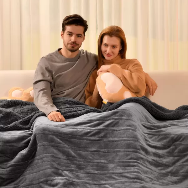 Bearhug Electric Throw Blanket 50quot x 60quot Reversible Velvet ampamp Sherpa Heated Throw 6 Heating Levels ampamp 4H Auto Off OverHeat Protect ETL Certification Machine WashableGrayvelvet  Sherpa