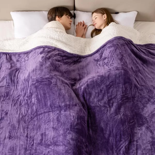 Bearhug Electric Throw Blanket 50quot x 60quot Reversible Velvet ampamp Sherpa Heated Throw 6 Heating Levels ampamp 4H Auto Off OverHeat Protect ETL Certification Machine WashablePurplevelvet  Sherpa