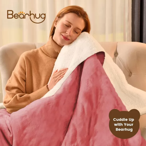 Bearhug Electric Throw Blanket 50quot x 60quot Reversible Velvet ampamp Sherpa Heated Throw 6 Heating Levels ampamp 4H Auto Off OverHeat Protect ETL Certification Machine WashablePinkvelvet  Sherpa