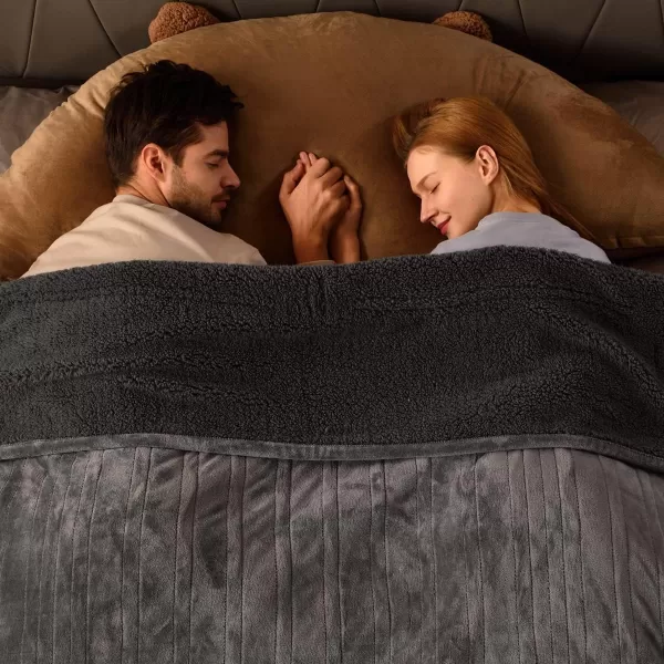 Bearhug Electric Throw Blanket 50quot x 60quot Reversible Velvet ampamp Sherpa Heated Throw 6 Heating Levels ampamp 4H Auto Off OverHeat Protect ETL Certification Machine WashableGrayvelvet  Sherpa