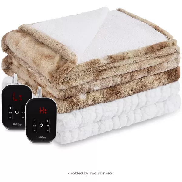 Bearhug Electric Throw Blanket 50quot x 60quot Reversible Velvet ampamp Sherpa Heated Throw 6 Heating Levels ampamp 4H Auto Off OverHeat Protect ETL Certification Machine WashableChampagnefaux Fur  Sherpa