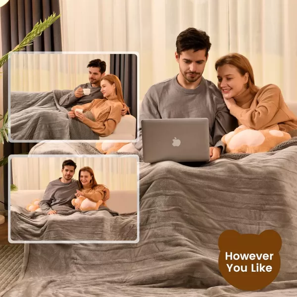 Bearhug Electric Throw Blanket 50quot x 60quot Reversible Velvet ampamp Sherpa Heated Throw 6 Heating Levels ampamp 4H Auto Off OverHeat Protect ETL Certification Machine WashableTaupevelvet  Sherpa