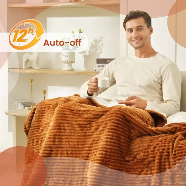 Bearhug Electric Throw Blanket 50quot x 60quot Reversible Velvet ampamp Sherpa Heated Throw 6 Heating Levels ampamp 4H Auto Off OverHeat Protect ETL Certification Machine WashableBrownflannel  Sherpa