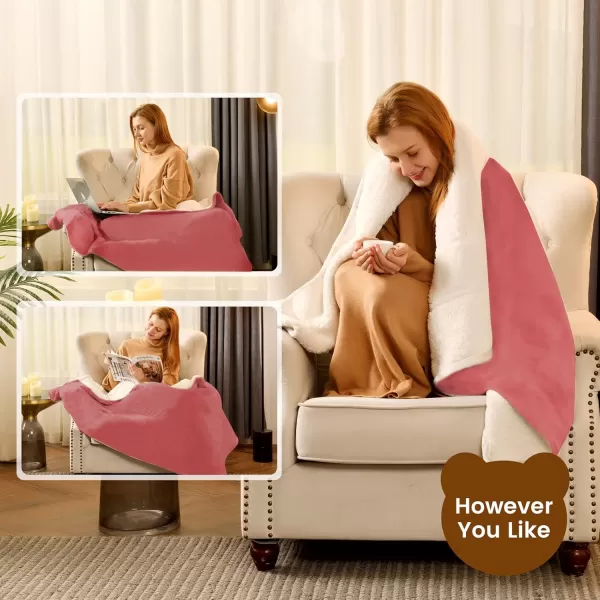 Bearhug Electric Throw Blanket 50quot x 60quot Reversible Velvet ampamp Sherpa Heated Throw 6 Heating Levels ampamp 4H Auto Off OverHeat Protect ETL Certification Machine WashablePinkvelvet  Sherpa