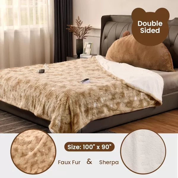 Bearhug Electric Throw Blanket 50quot x 60quot Reversible Velvet ampamp Sherpa Heated Throw 6 Heating Levels ampamp 4H Auto Off OverHeat Protect ETL Certification Machine WashableChampagnefaux Fur  Sherpa