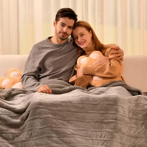 Bearhug Electric Throw Blanket 50quot x 60quot Reversible Velvet ampamp Sherpa Heated Throw 6 Heating Levels ampamp 4H Auto Off OverHeat Protect ETL Certification Machine WashableTaupevelvet  Sherpa