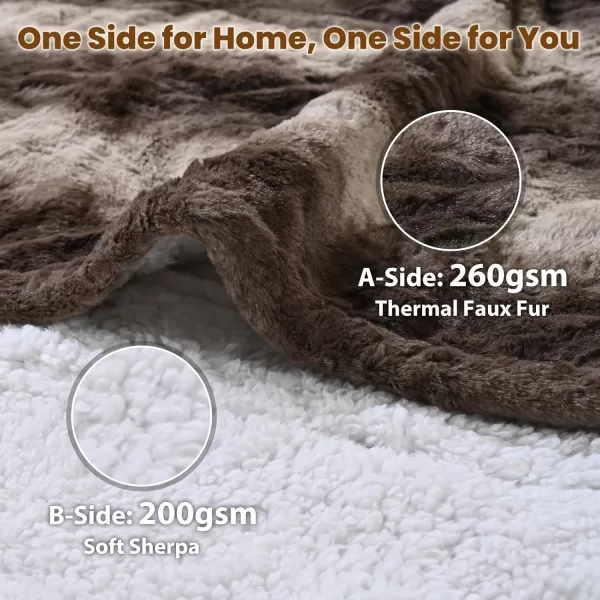 Bearhug Heated Throw Blanket 50quot60quot Electric Throw Grey Flower Patterns Faux Fur ampamp Warm Sherpa 4h AutoOff Timer ampamp 6 Heating LevelsETL Certified Machine Washable Gift BoxChocolate