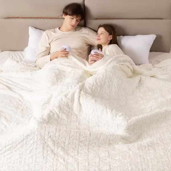 Bearhug Heated Throw Blanket 50quot60quot Electric Throw Grey Flower Patterns Faux Fur ampamp Warm Sherpa 4h AutoOff Timer ampamp 6 Heating LevelsETL Certified Machine Washable Gift BoxWhite Cloud