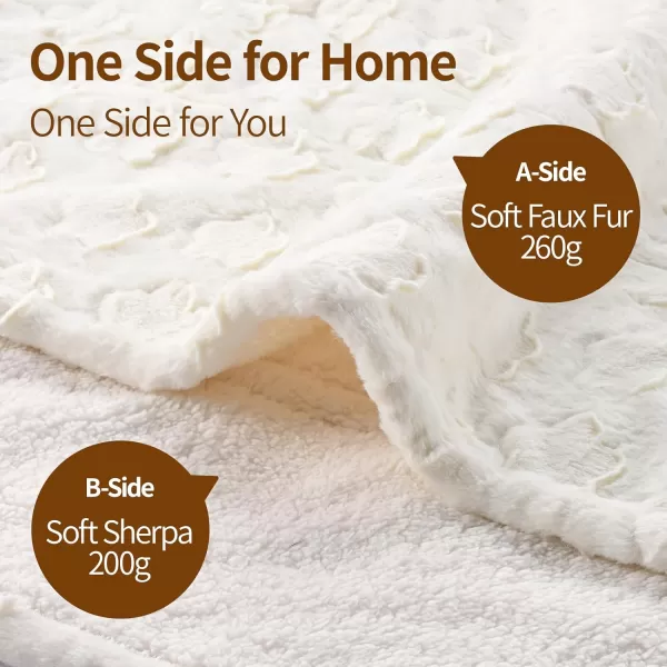 Bearhug Heated Throw Blanket 50quot60quot Electric Throw Grey Flower Patterns Faux Fur ampamp Warm Sherpa 4h AutoOff Timer ampamp 6 Heating LevelsETL Certified Machine Washable Gift BoxWhite Cloud