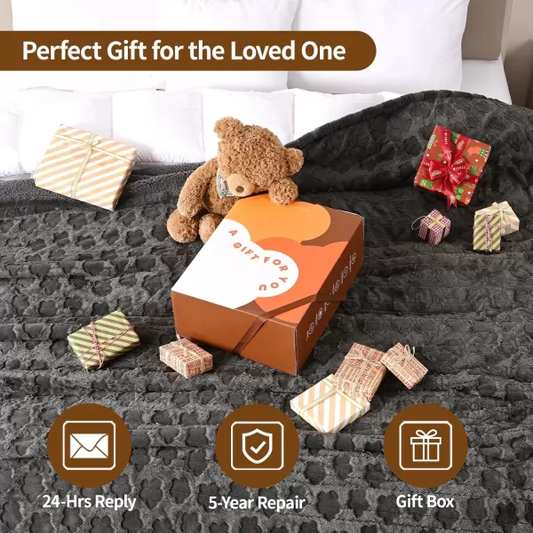 Bearhug Heated Throw Blanket 50quot60quot Electric Throw Grey Flower Patterns Faux Fur ampamp Warm Sherpa 4h AutoOff Timer ampamp 6 Heating LevelsETL Certified Machine Washable Gift BoxGrey Cloud