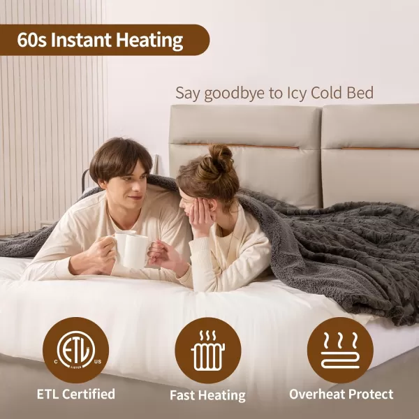 Bearhug Heated Throw Blanket 50quot60quot Electric Throw Grey Flower Patterns Faux Fur ampamp Warm Sherpa 4h AutoOff Timer ampamp 6 Heating LevelsETL Certified Machine Washable Gift BoxGrey Cloud