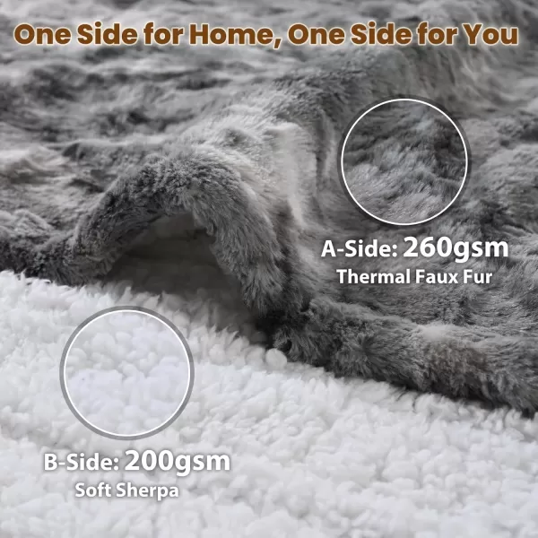 Bearhug Heated Throw Blanket 50quot60quot Electric Throw Grey Flower Patterns Faux Fur ampamp Warm Sherpa 4h AutoOff Timer ampamp 6 Heating LevelsETL Certified Machine Washable Gift BoxMarble Grey