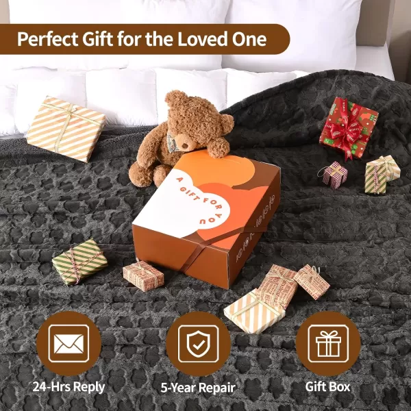 Bearhug Heated Throw Blanket 50quot60quot Electric Throw Grey Flower Patterns Faux Fur ampamp Warm Sherpa 4h AutoOff Timer ampamp 6 Heating LevelsETL Certified Machine Washable Gift BoxGrey Cloud