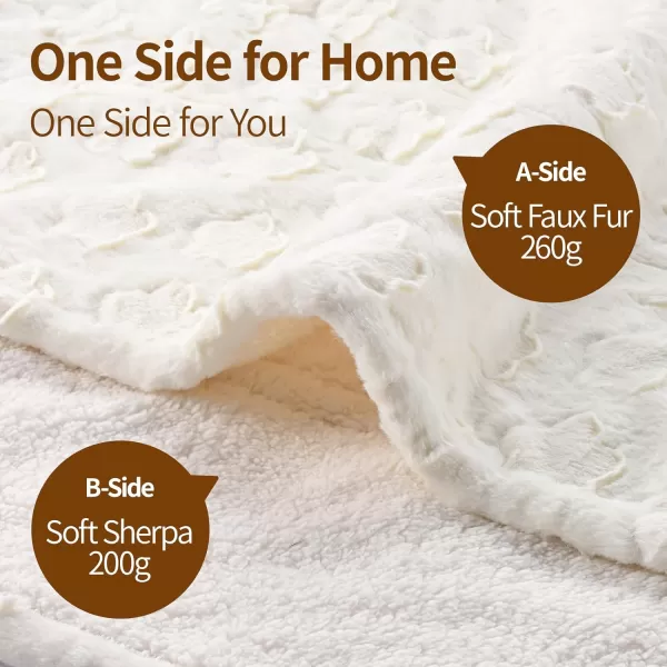Bearhug Heated Throw Blanket 50quot60quot Electric Throw Grey Flower Patterns Faux Fur ampamp Warm Sherpa 4h AutoOff Timer ampamp 6 Heating LevelsETL Certified Machine Washable Gift BoxWhite Cloud