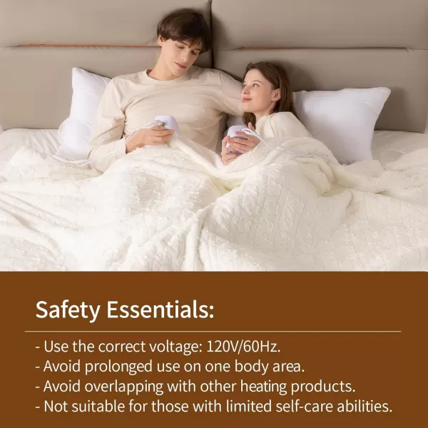 Bearhug Heated Throw Blanket 50quot60quot Electric Throw Grey Flower Patterns Faux Fur ampamp Warm Sherpa 4h AutoOff Timer ampamp 6 Heating LevelsETL Certified Machine Washable Gift BoxWhite Cloud