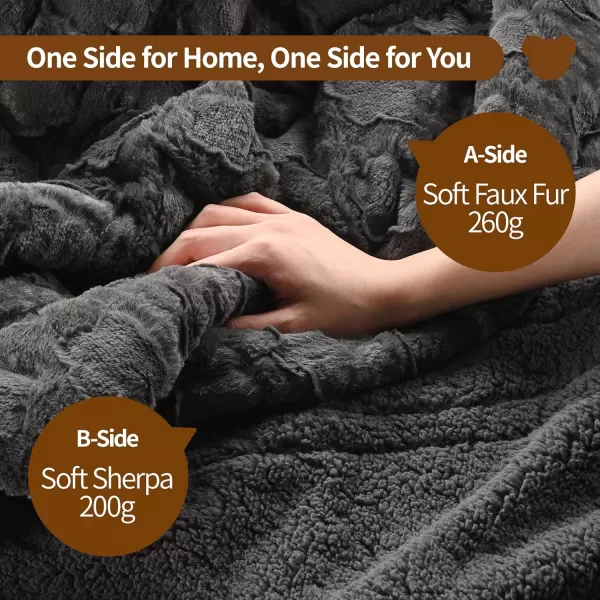 Bearhug Heated Throw Blanket 50quot60quot Electric Throw Grey Flower Patterns Faux Fur ampamp Warm Sherpa 4h AutoOff Timer ampamp 6 Heating LevelsETL Certified Machine Washable Gift BoxGrey Cloud