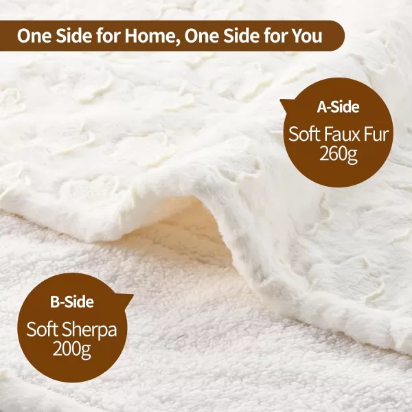 Bearhug Heated Throw Blanket 50quot60quot Electric Throw Grey Flower Patterns Faux Fur ampamp Warm Sherpa 4h AutoOff Timer ampamp 6 Heating LevelsETL Certified Machine Washable Gift BoxWhite Cloud