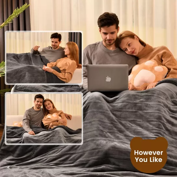 Bearhug Heated Throw Blanket Fast Heating Electric Blanket Over Heat Protect and ETC Certified GrayVelvet ampamp Sherpa Twin Size 62quot  84quotGrayvelvet  Sherpa