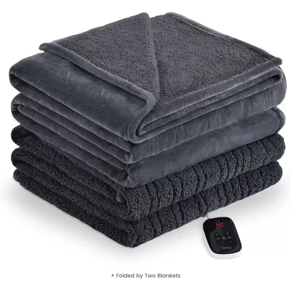 Bearhug Heated Throw Blanket Fast Heating Electric Blanket Over Heat Protect and ETC Certified GrayVelvet ampamp Sherpa Twin Size 62quot  84quotGrayvelvet  Sherpa